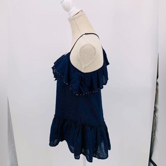 Free People navy ruffle cami top with cross back S - Picture 7 of 7